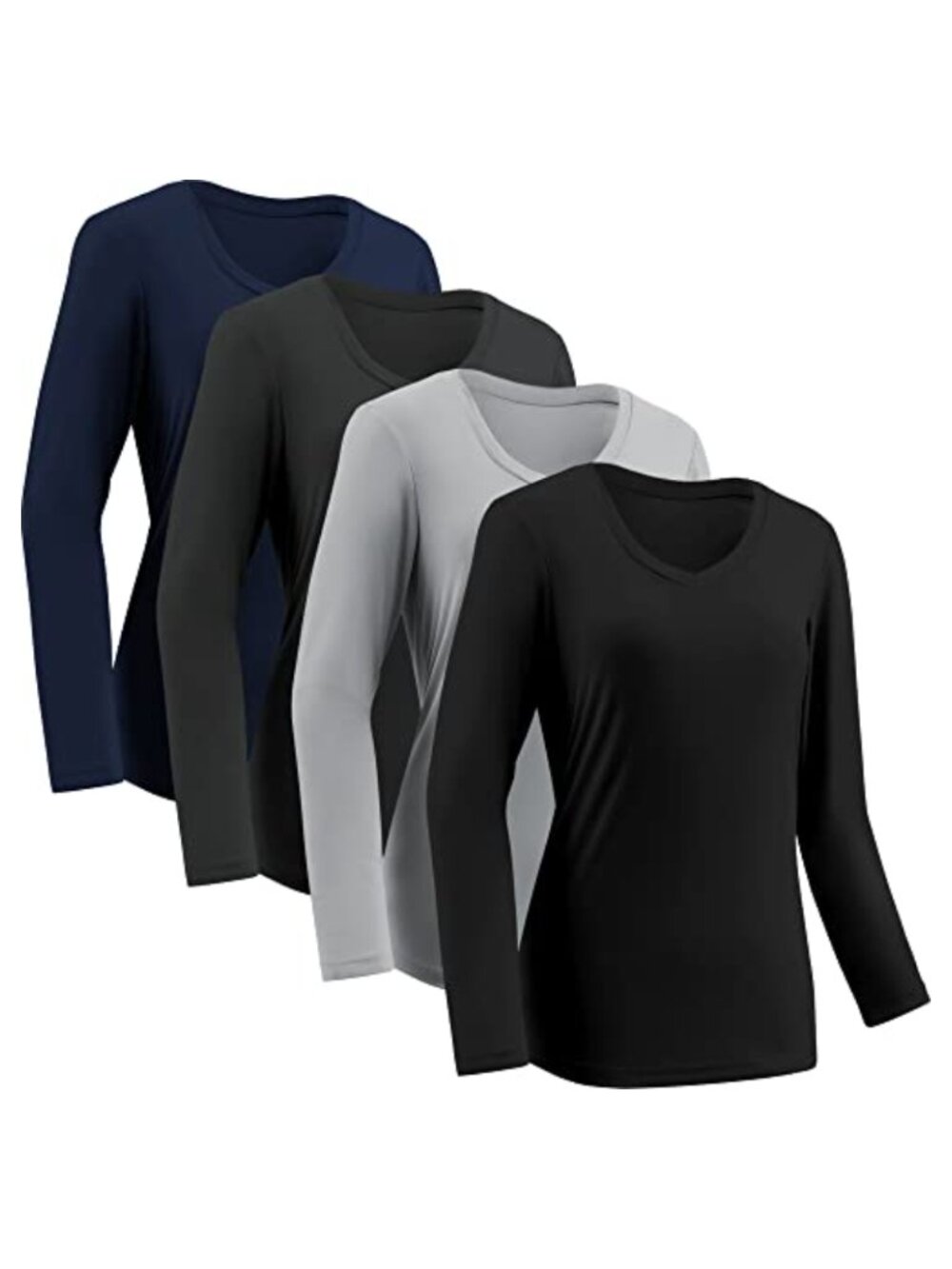Women's Moisture Wicking Quick Dry Long Sleeve V Neck Athletic Workout Top